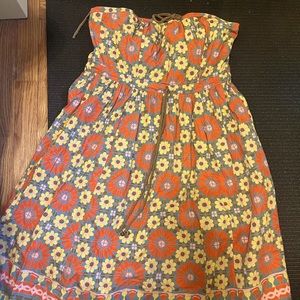 Strapless colorful floral dress